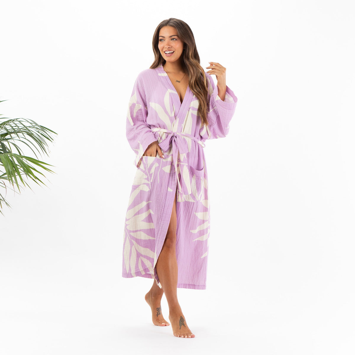 Staycation Robe | Painted Fronds